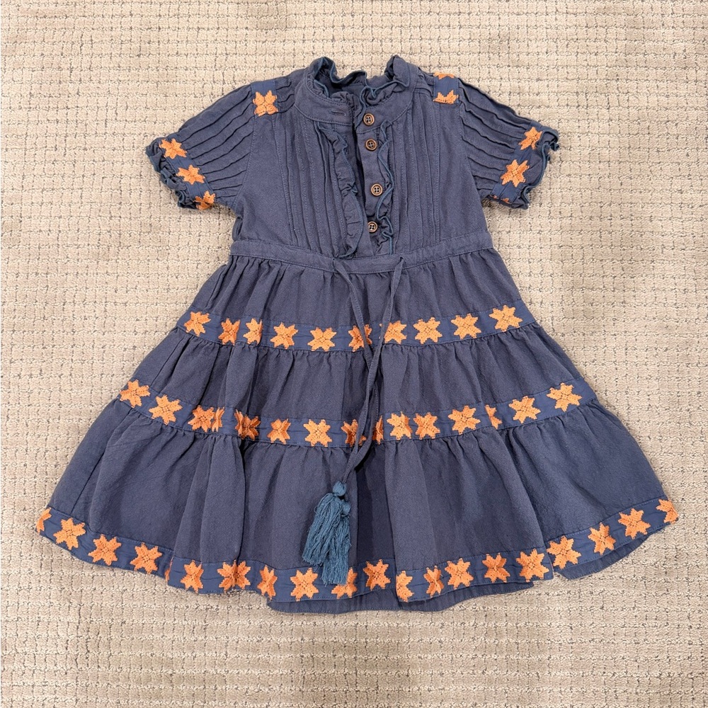 Ivy City Co Navy and Orange Kids Casual Dress
